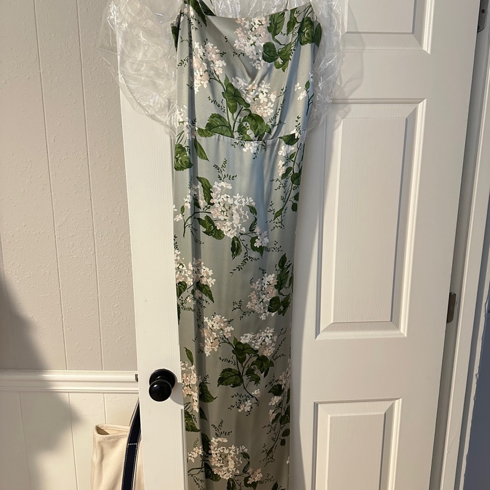 Reformation Green and White Floral Maxi Dress